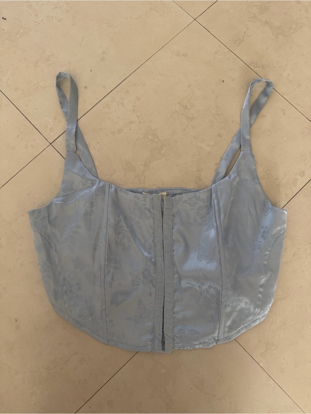 PacSun Powder Blue Satin Brocade Corset Top